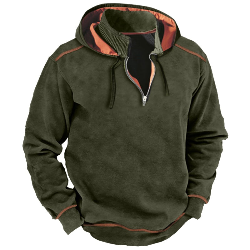 Men's Half-Zip Hoodie with Contrast Piping | 4 Colours