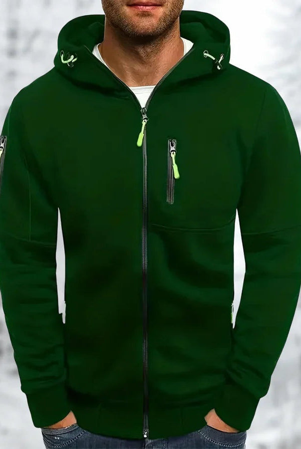 Men's Zip Hoodie with Chest and Sleeve Pockets | 9 Colours