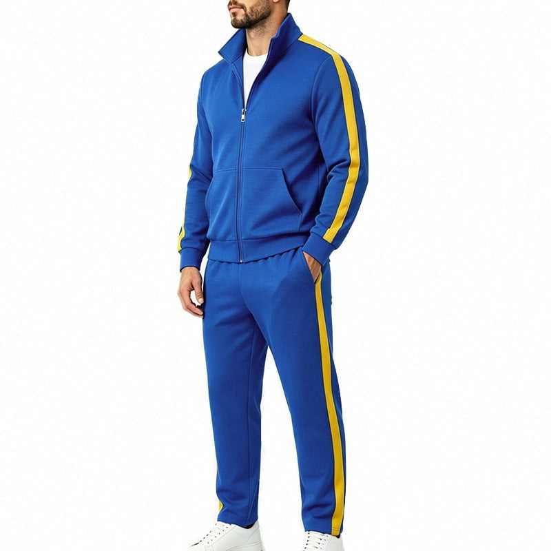 Men's Contrast Stripe Tracksuit | Stand Collar Jacket | 7 Colours