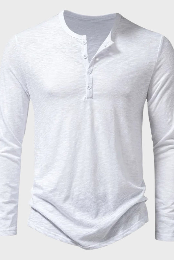 Men's Long Sleeve Henley Top | Button Placket | 5 Colours