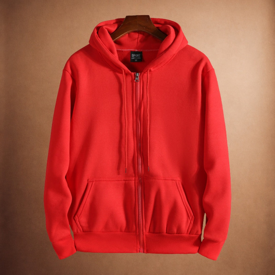 Men's Full Zip Hoodie | Drawstring Hood | 7 Colours