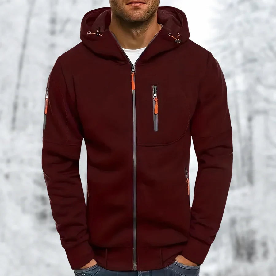 Men's Zip Hoodie with Chest and Sleeve Pockets | 9 Colours