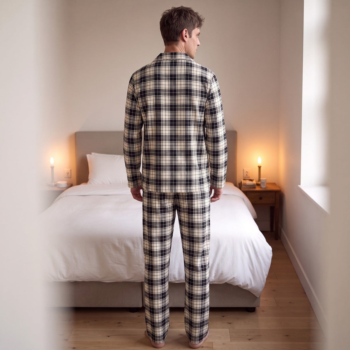 Men's Check Flannel Pyjamas | Button Front | 2 Colours