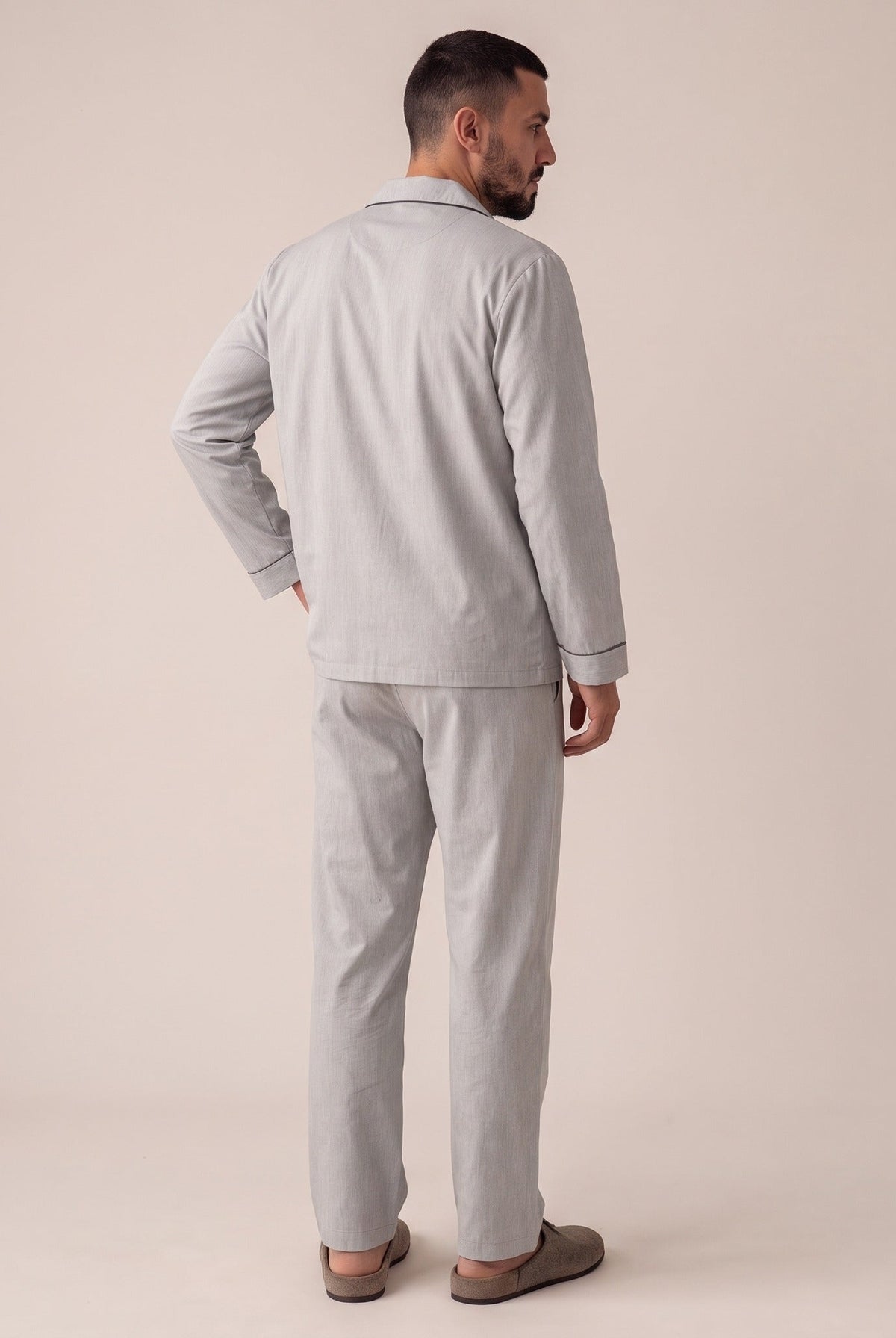 Men's Cotton Twill Pyjamas | Light Grey