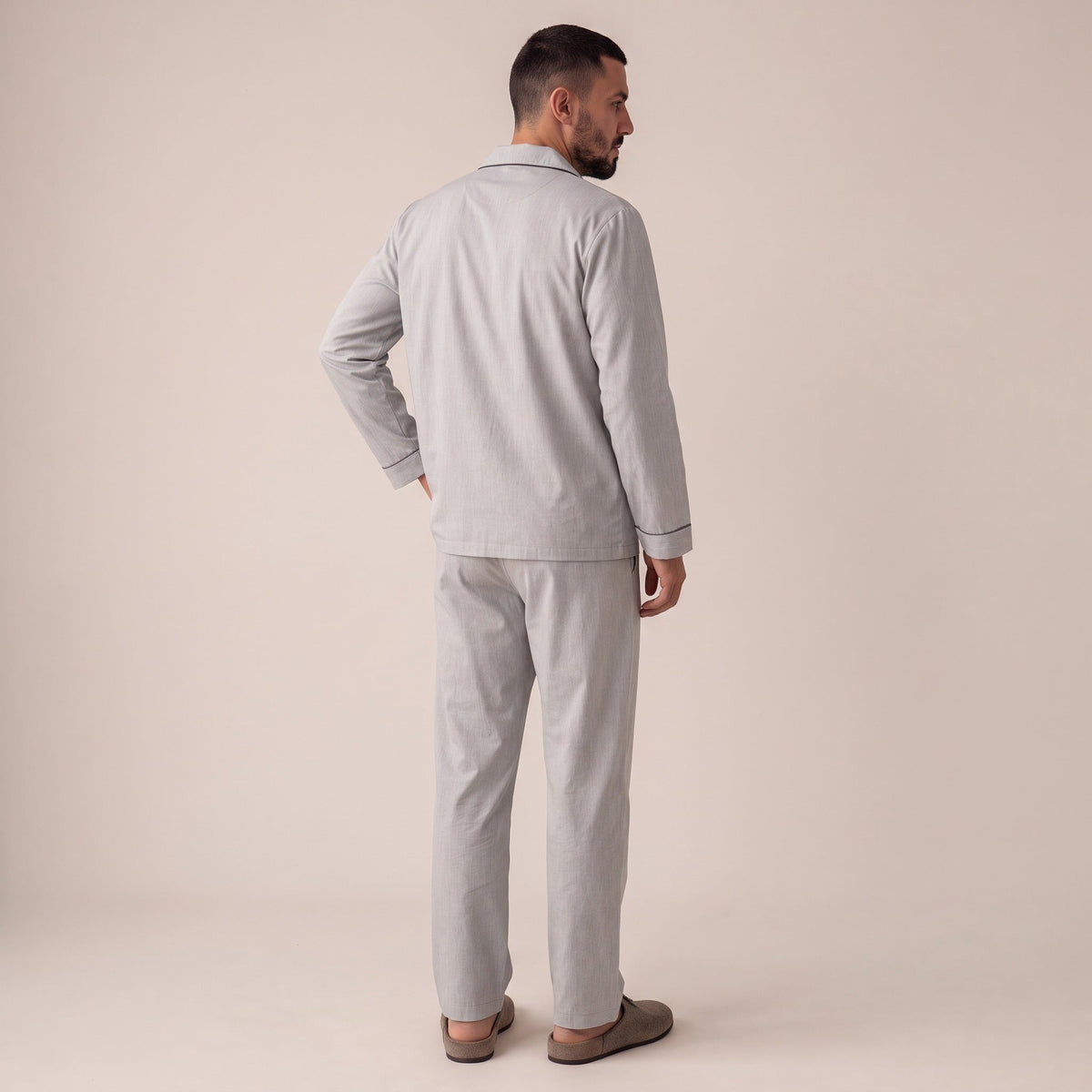 Men's Cotton Twill Pyjamas | Light Grey