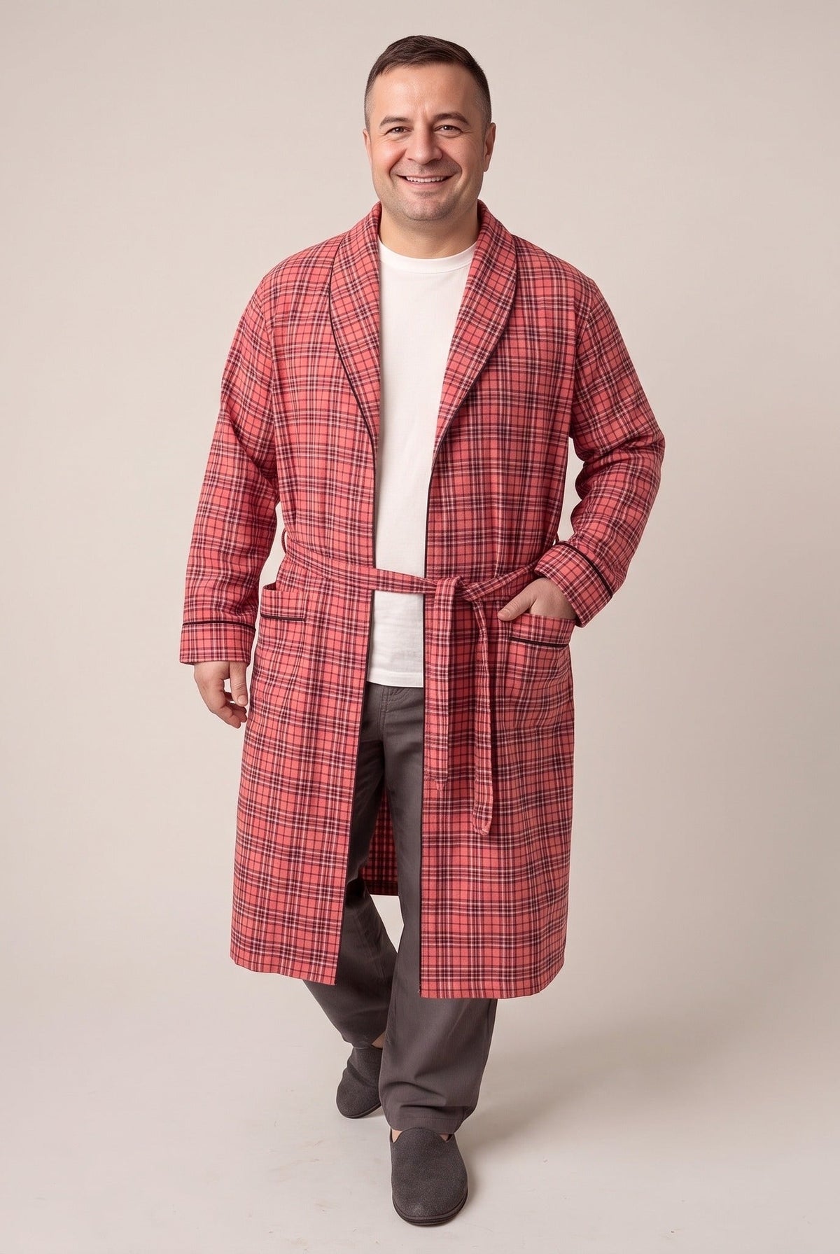 Men's Flannel Dressing Gown | Tie Belt | 3 Colours