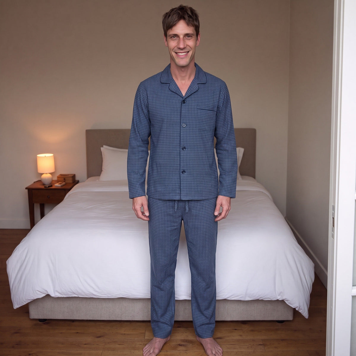 Men's Check Flannel Pyjamas | Button Front | 2 Colours
