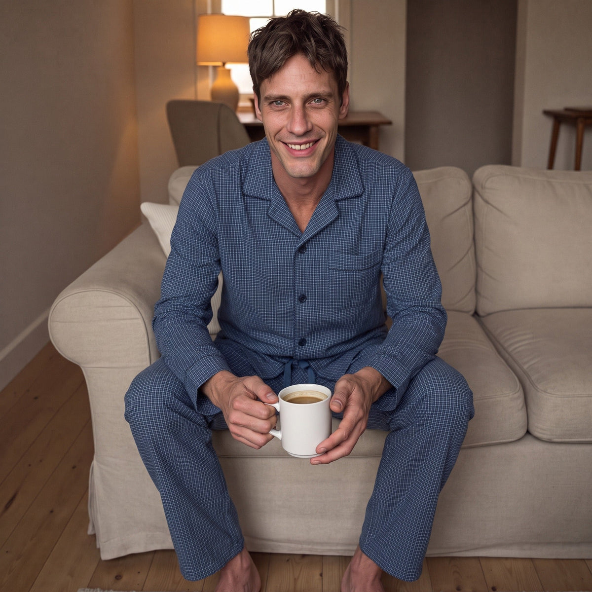 Men's Check Flannel Pyjamas | Button Front | 2 Colours