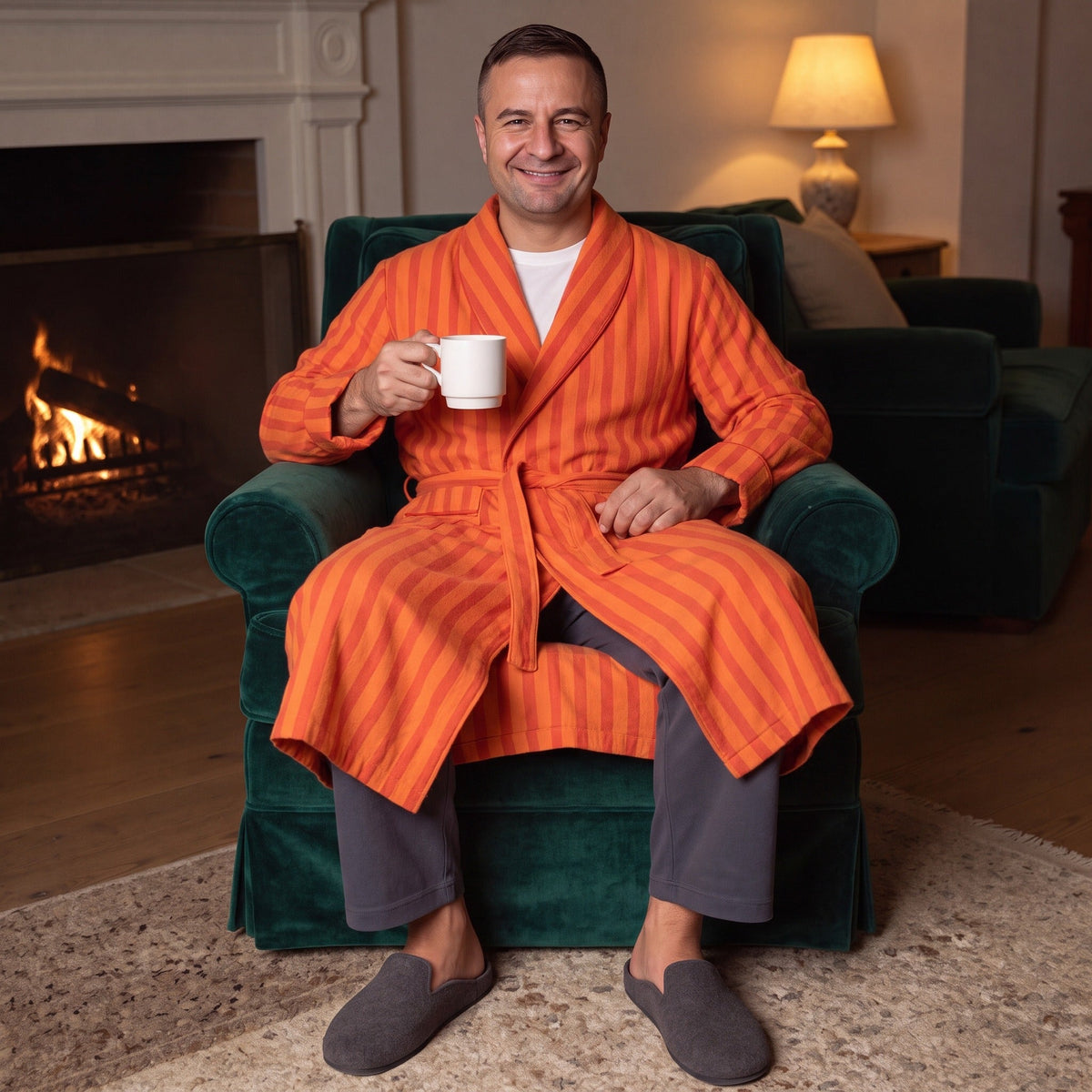 Men's Flannel Dressing Gown | Tie Belt | 3 Colours