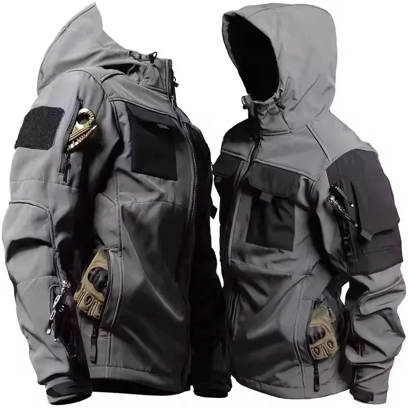 Men's Tactical Softshell Jacket | Fleece Lined | Hooded