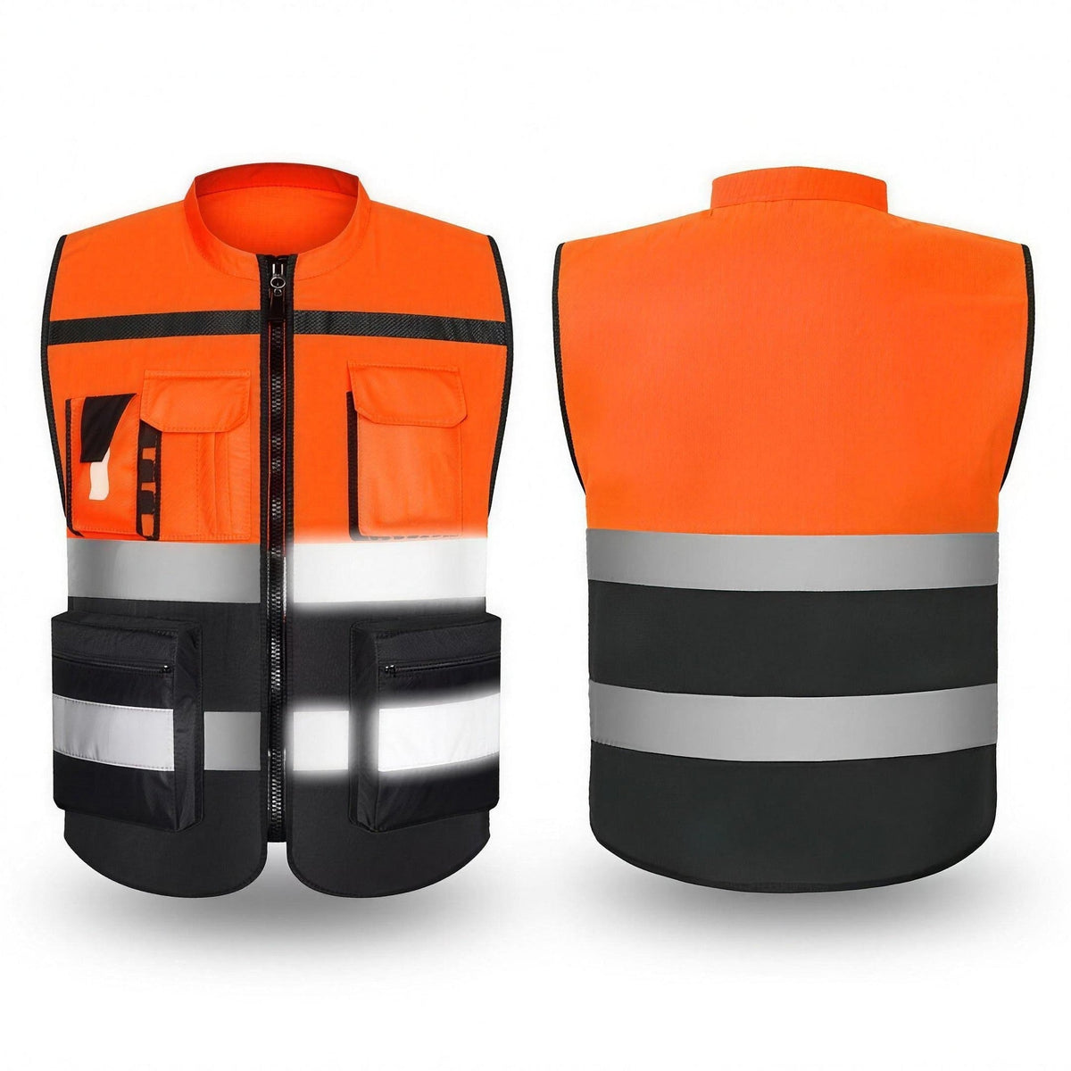 Men's Work Vest | Reflective Strips | Two Tone | Multi-Pocket