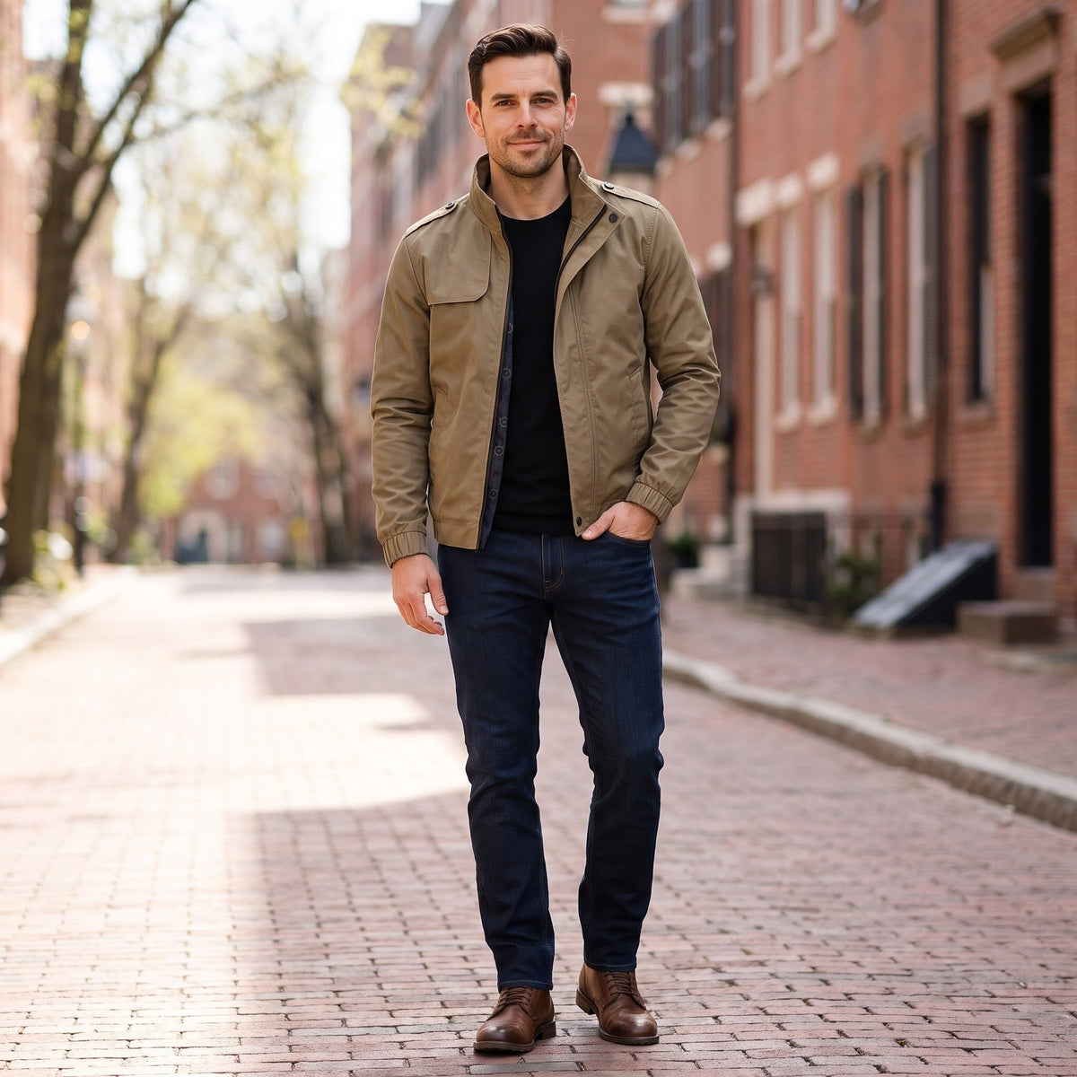Men's Stand Collar Jacket | Lightweight | Water Repellent | Epaulettes