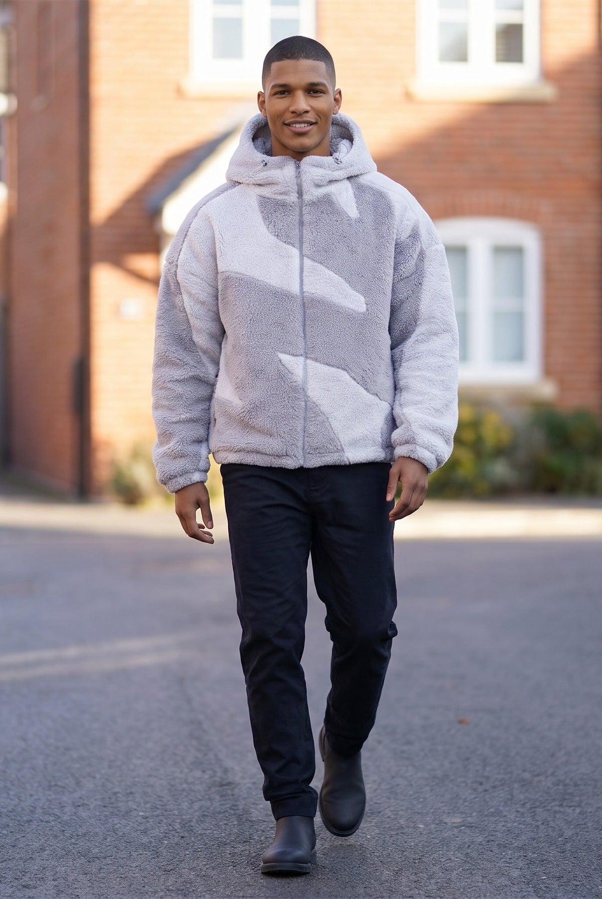 Men's Sherpa Hooded Jacket | Two Tone | Full Zip | 4 Colours