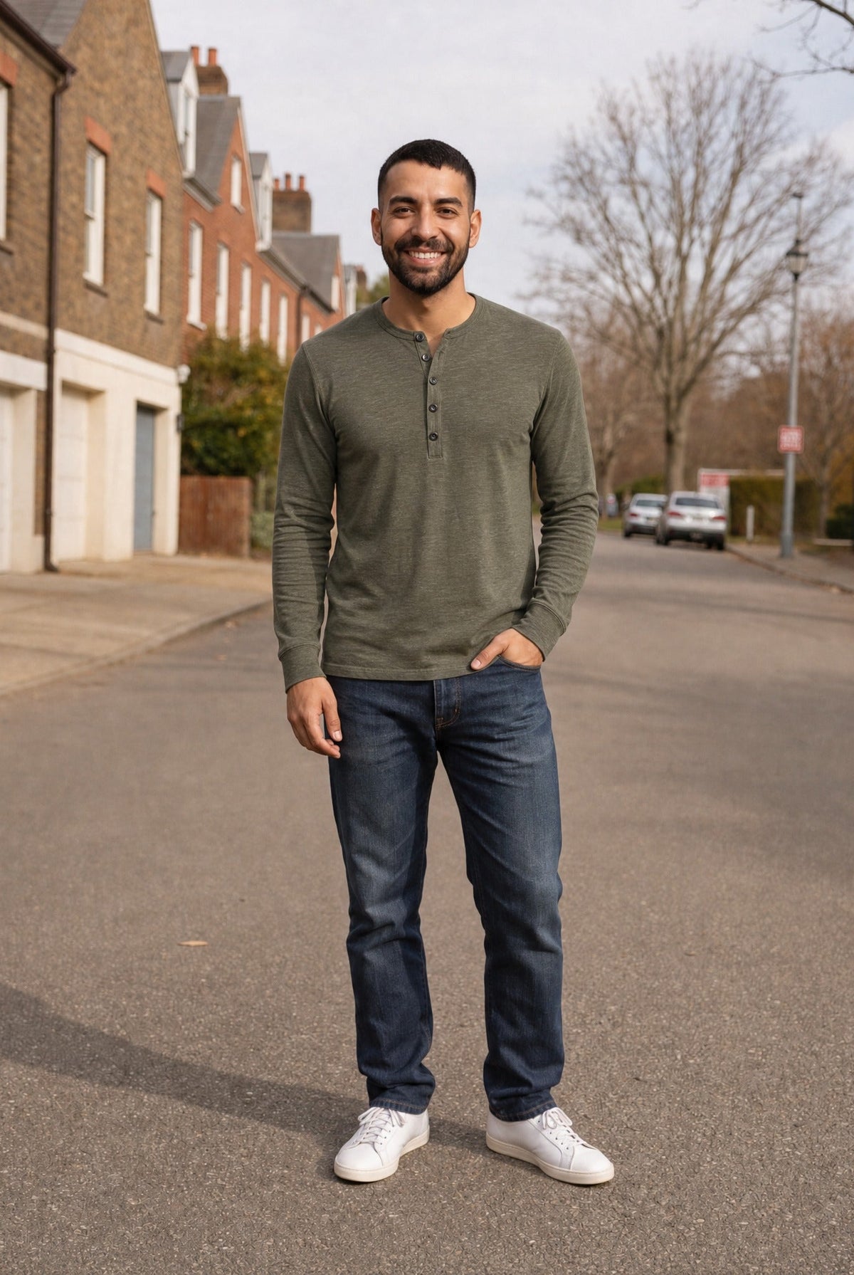 Men's Long Sleeve Henley Top | Button Placket | 5 Colours