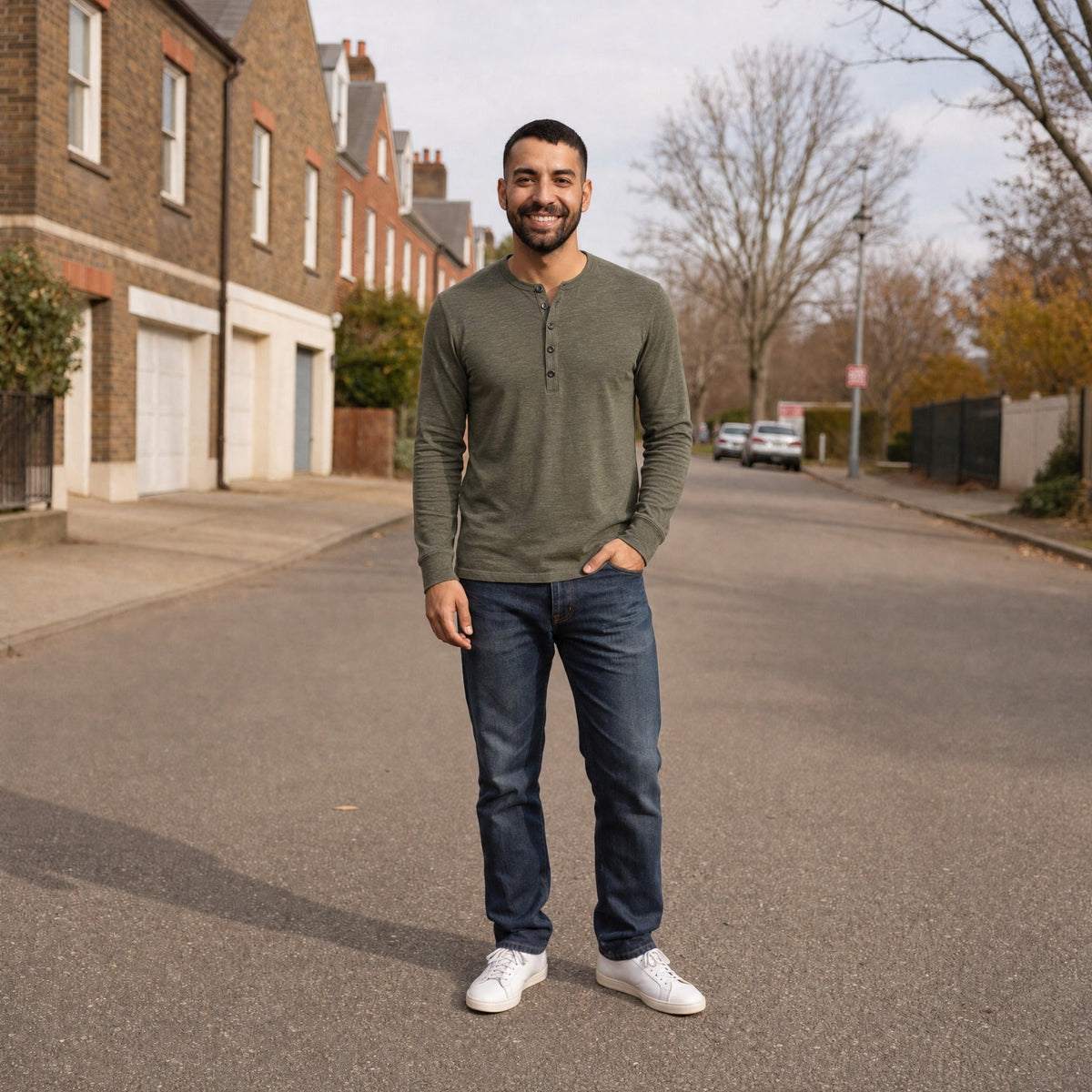 Men's Long Sleeve Henley Top | Button Placket | 5 Colours