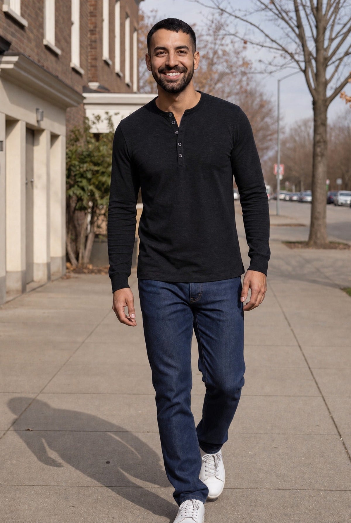 Men's Long Sleeve Henley Top | Button Placket | 5 Colours