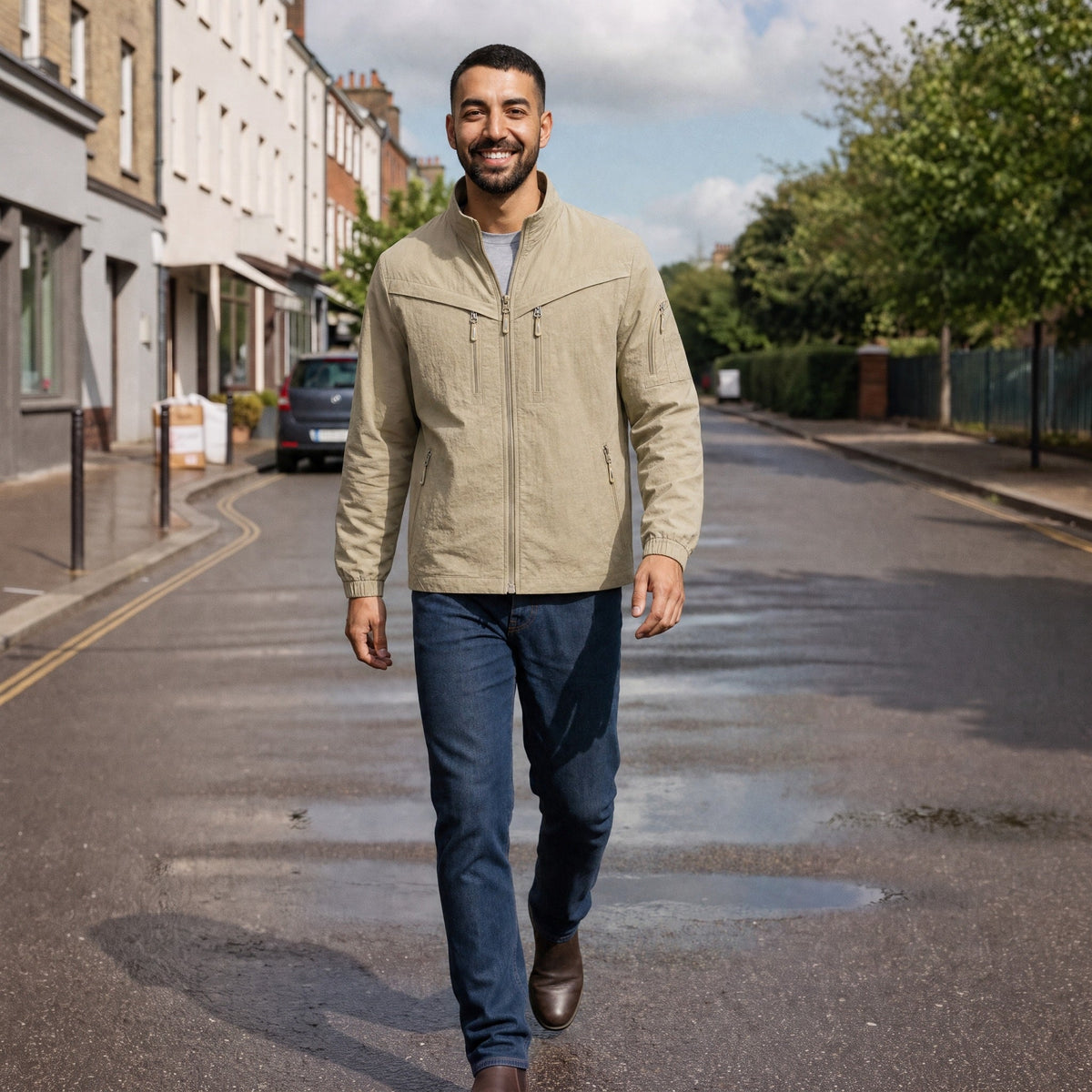 Men's Utility Field Jacket | Stand Collar | Weather Resistant | Sleeve Pocket