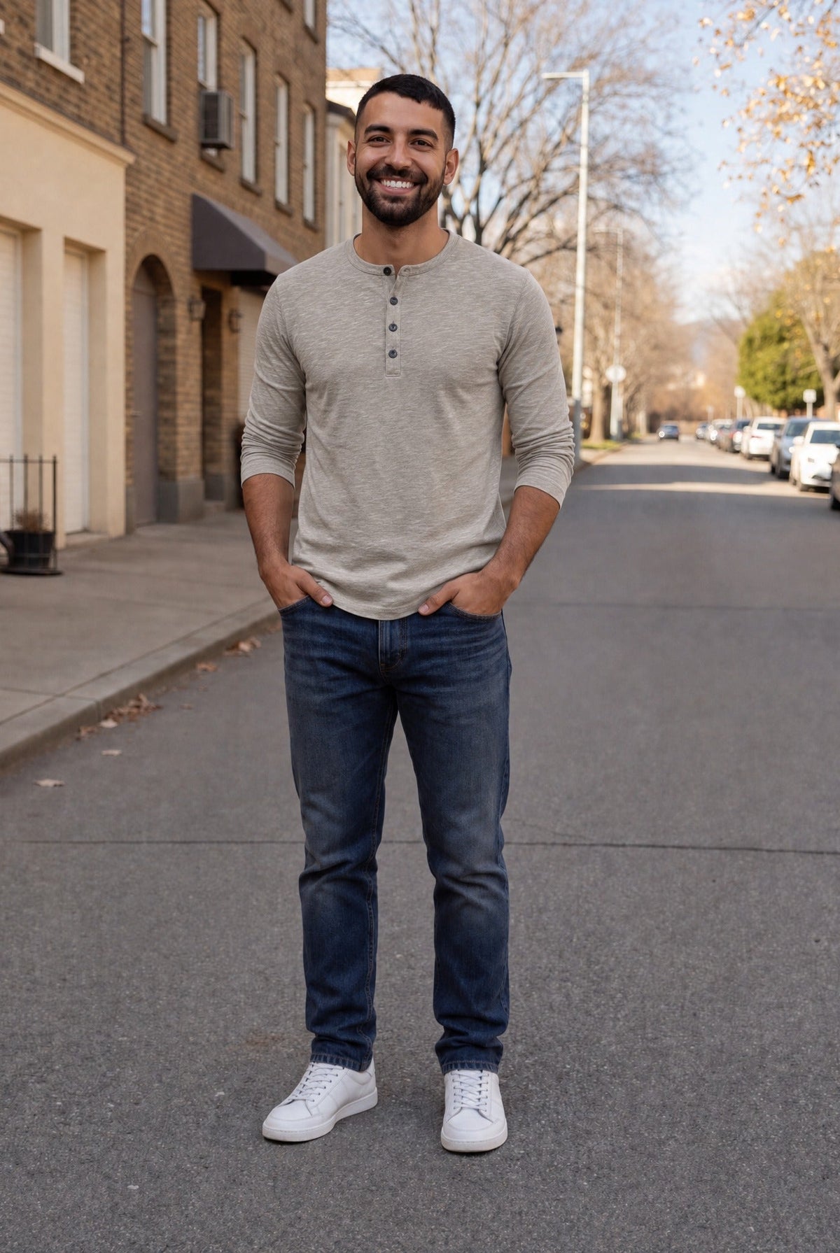Men's Long Sleeve Henley Top | Button Placket | 5 Colours
