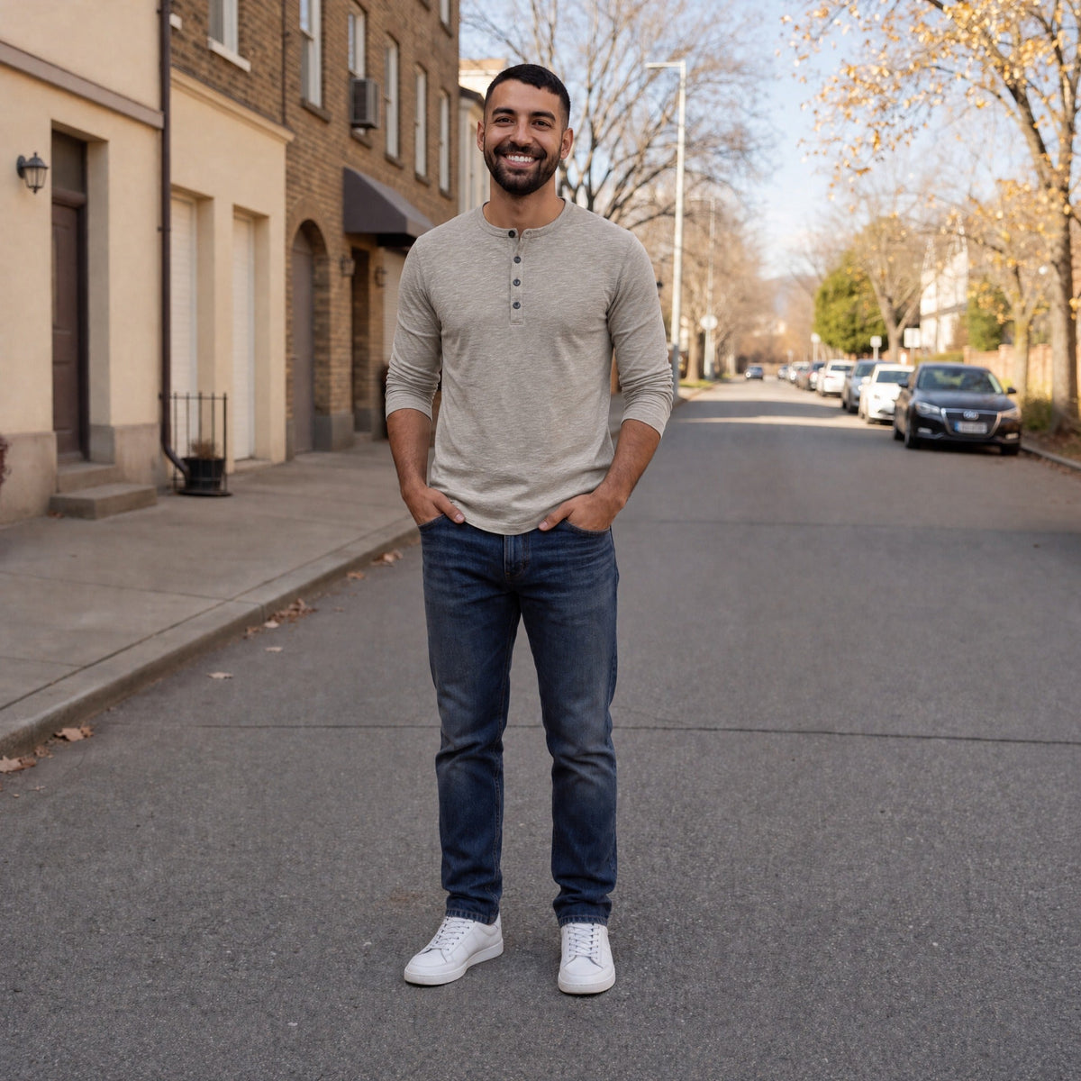 Men's Long Sleeve Henley Top | Button Placket | 5 Colours