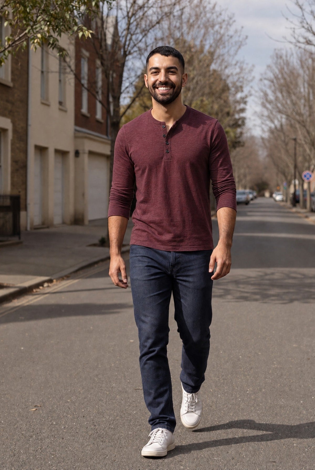 Men's Long Sleeve Henley Top | Button Placket | 5 Colours