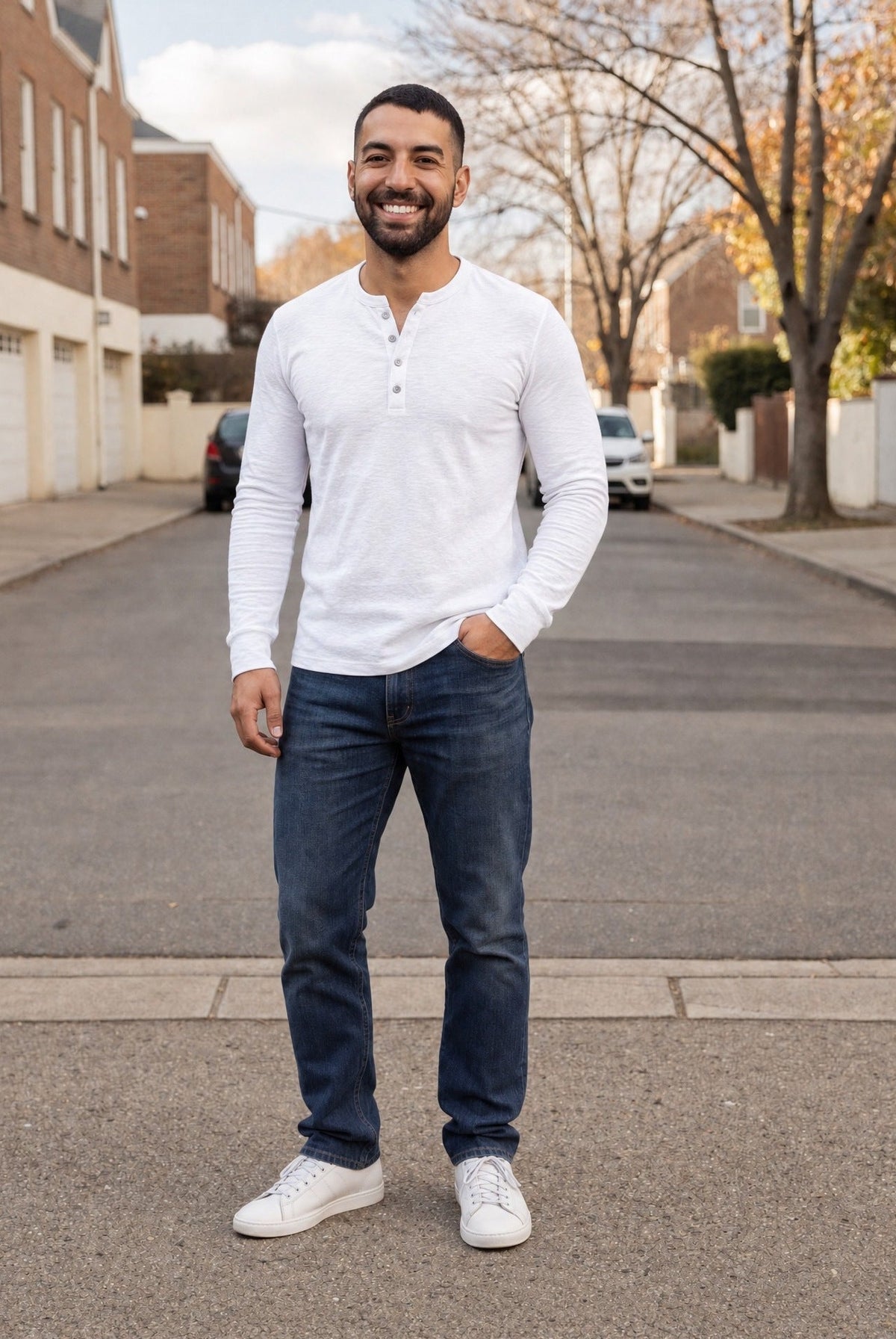Men's Long Sleeve Henley Top | Button Placket | 5 Colours