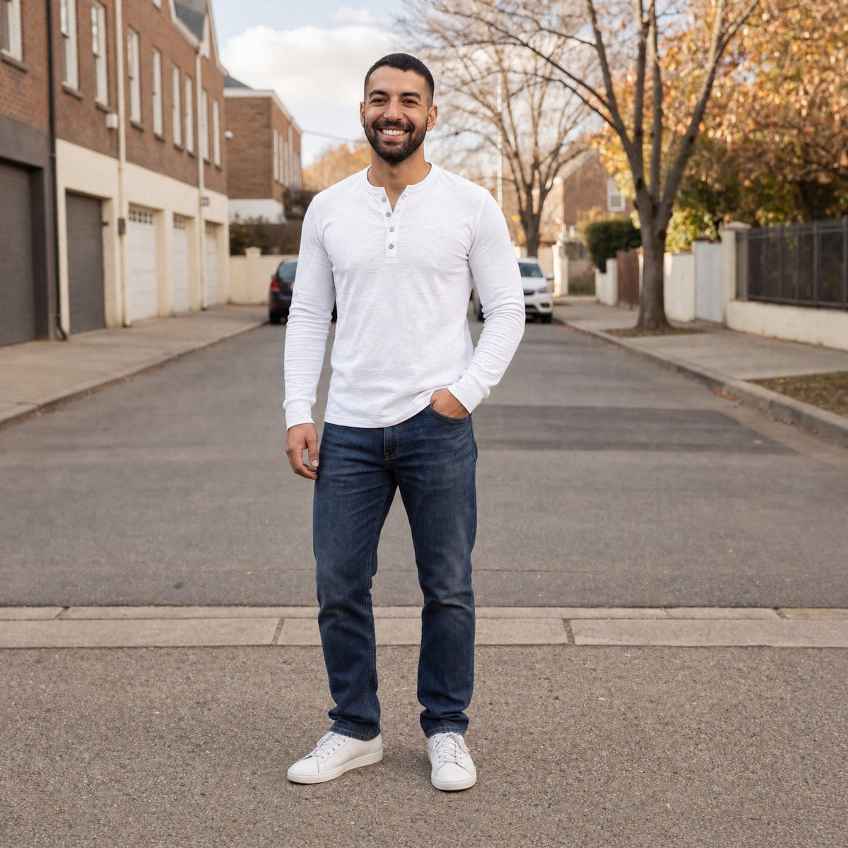 Men's Long Sleeve Henley Top | Button Placket | 5 Colours