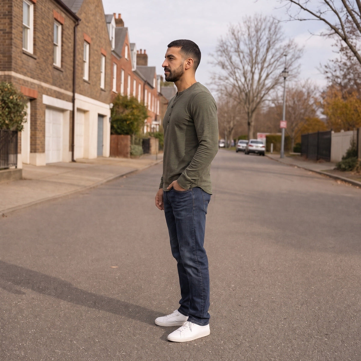 Men's Long Sleeve Henley Top | Button Placket | 5 Colours