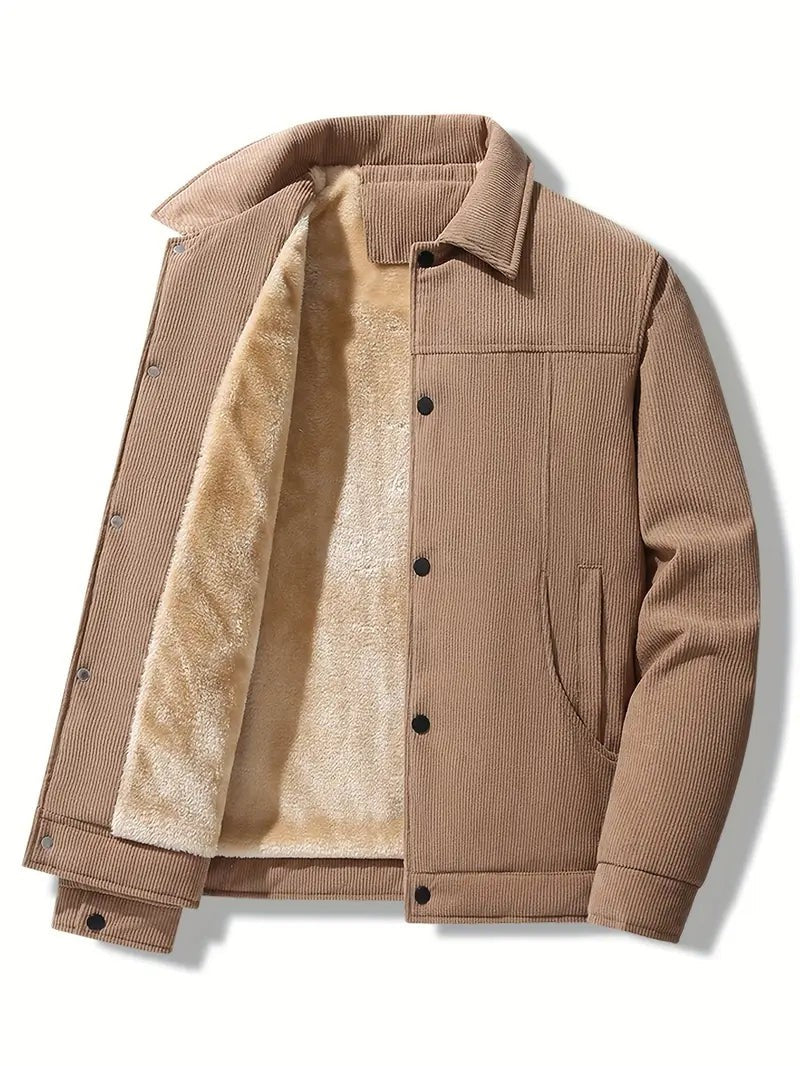 Men's fleece-lined corduroy jacket in light brown