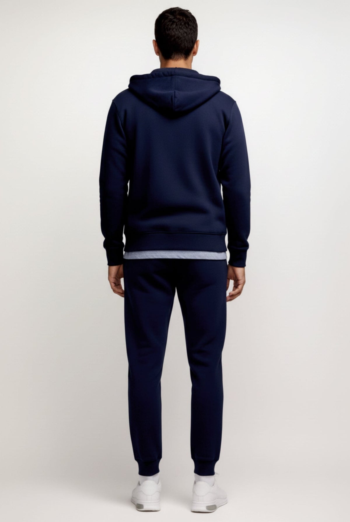 Navy zip hoodie and joggers tracksuit, back view | Chaps London