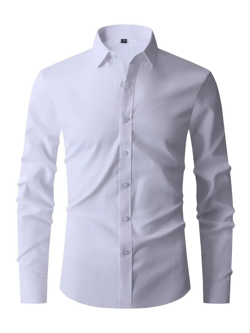 Men's long-sleeve crease-resistant smart shirt in white