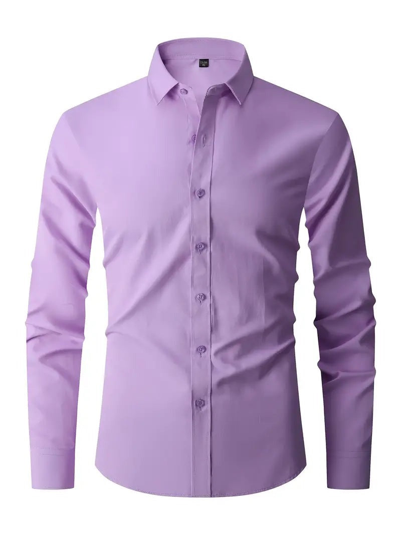 Men's long-sleeve crease-resistant smart shirt in lilac