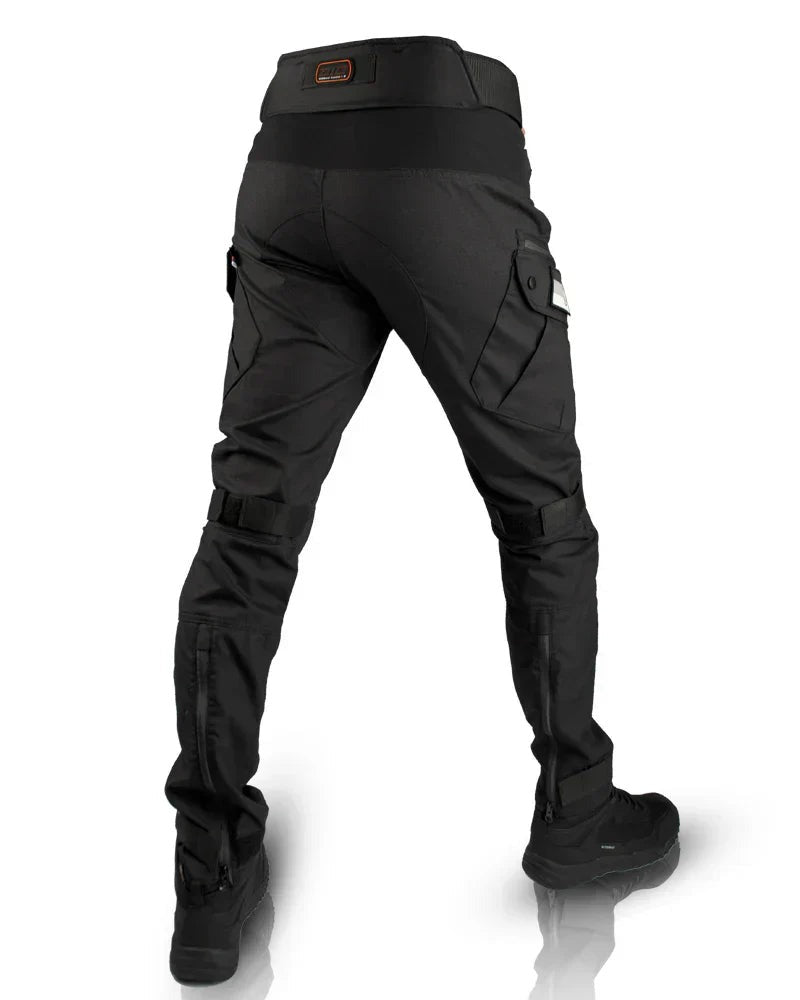 Men's black tactical cargo trousers, back view | Chaps London