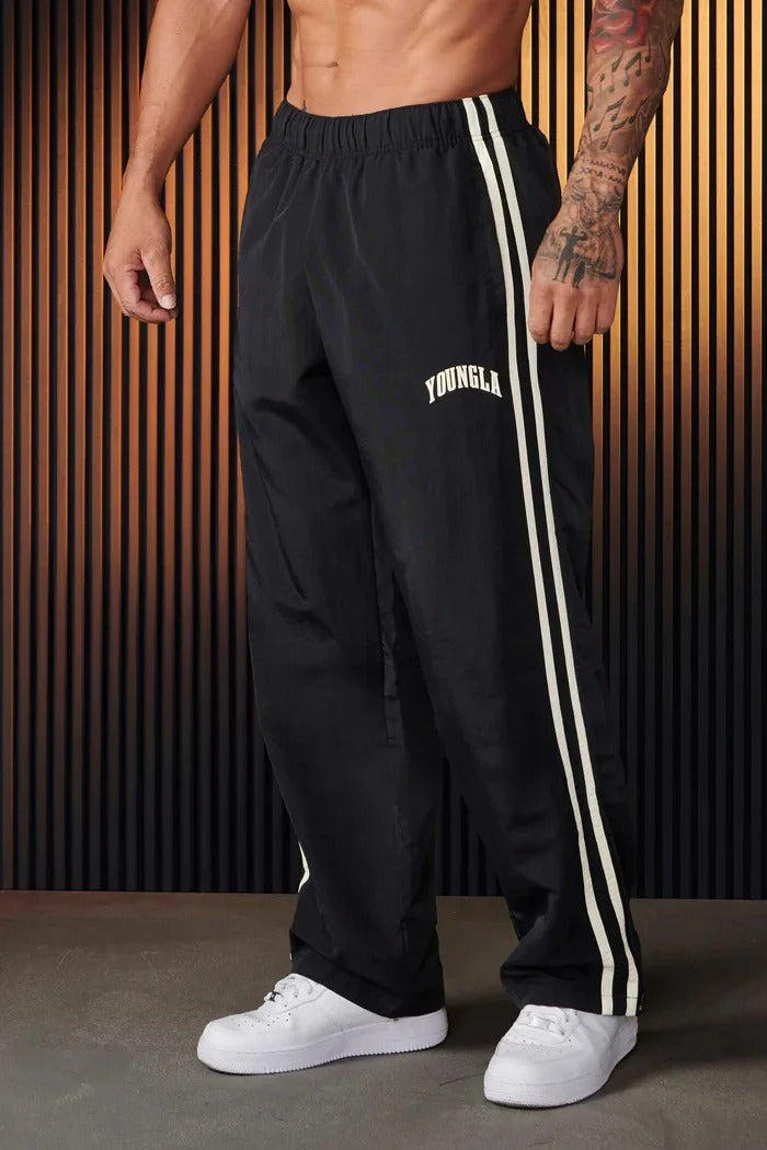 Men's black side-stripe tracksuit bottoms