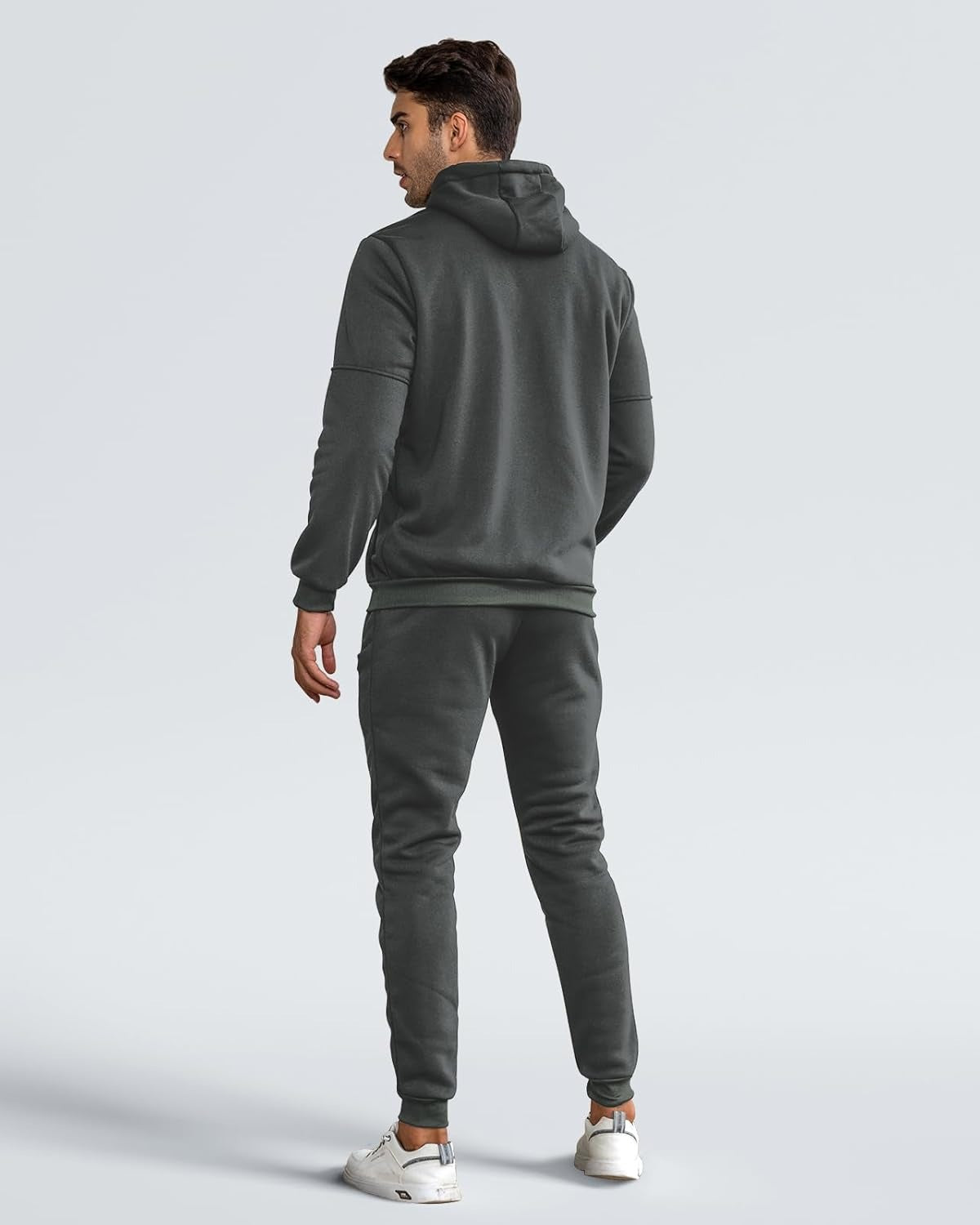 Dark grey zip hoodie and joggers tracksuit, back view | Chaps London