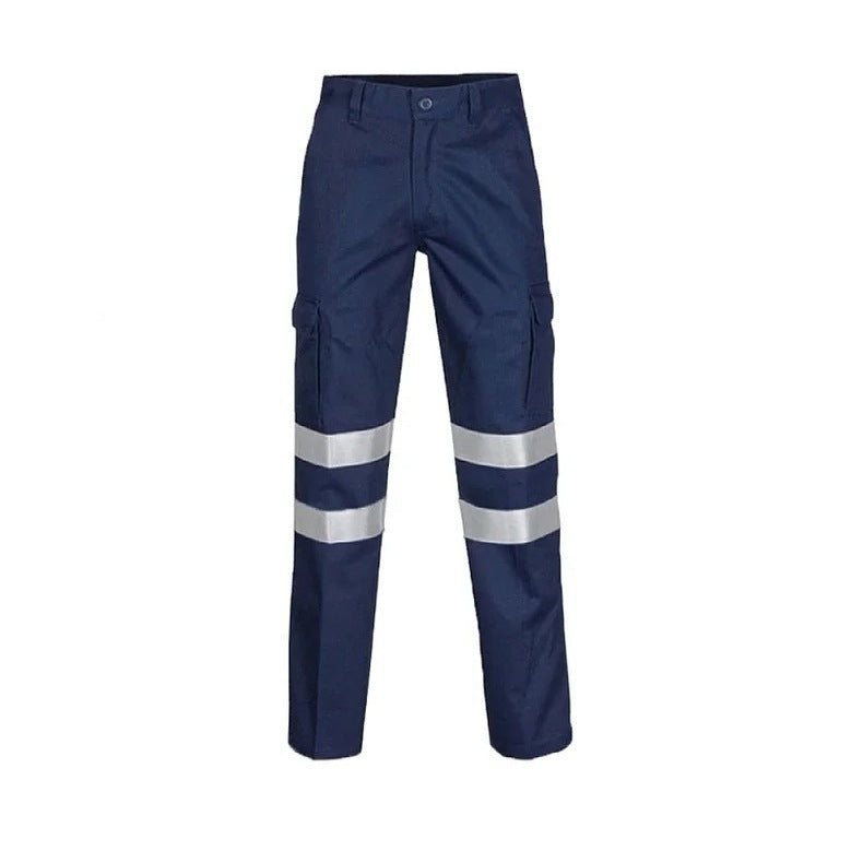 Men's Reflective Work Trousers | Cotton | Cargo | Navy
