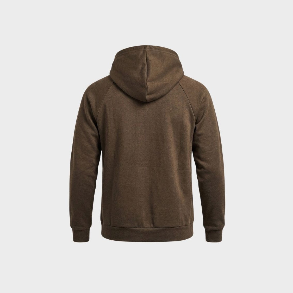 Brown hoodie back view, raglan sleeves, hood up, plain fabric | Chaps London