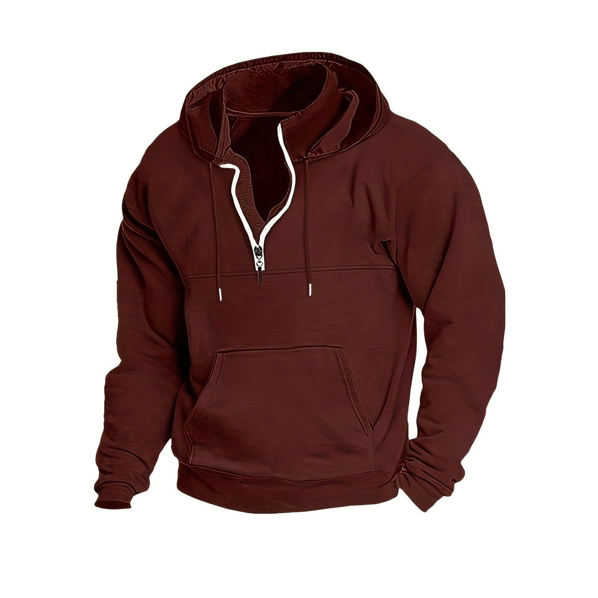 Men's Half-Zip Hoodie with Stand Collar | Kangaroo Pocket | 8 Colours