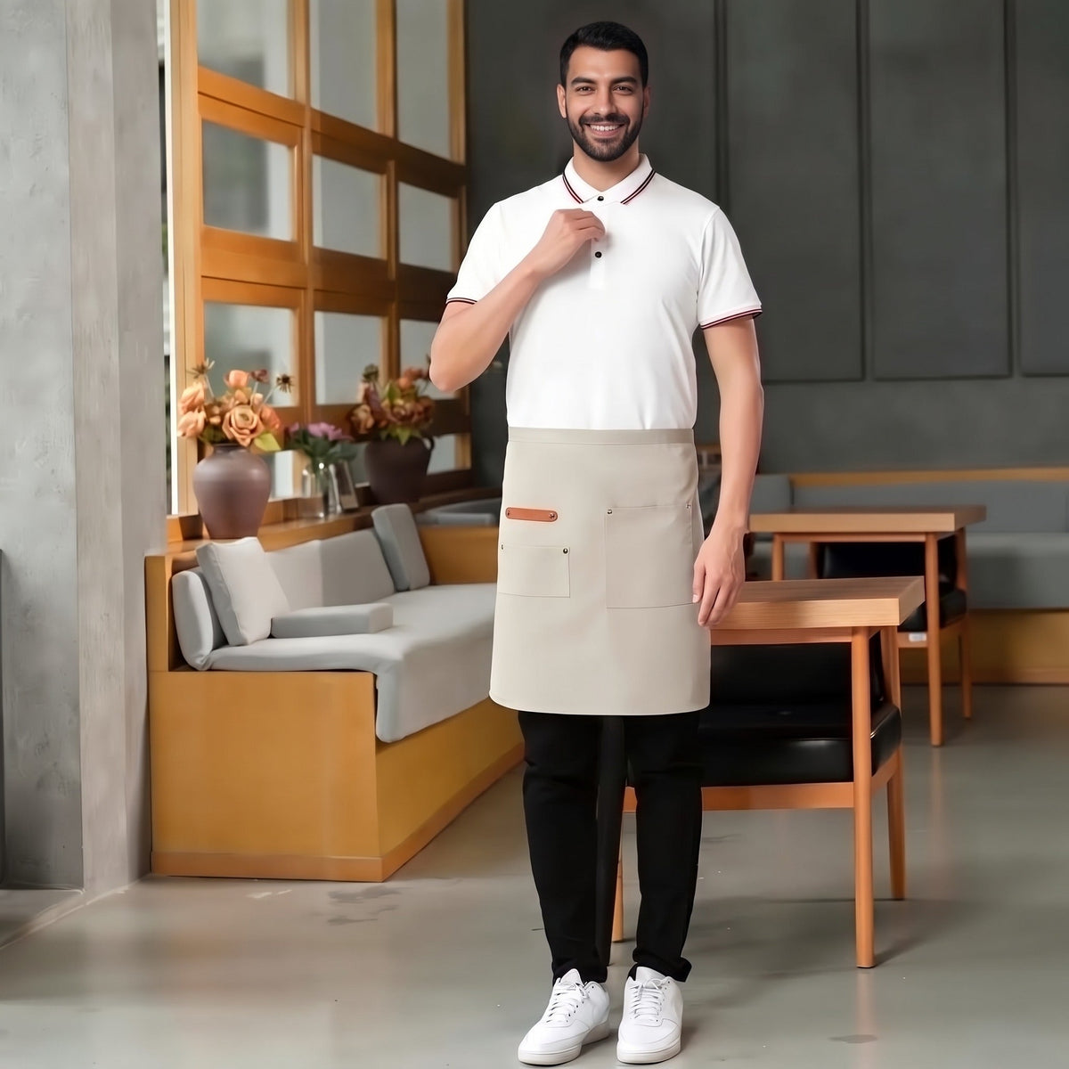 Men's Waist Apron | Canvas | Water-Resistant | Pockets | Long Ties