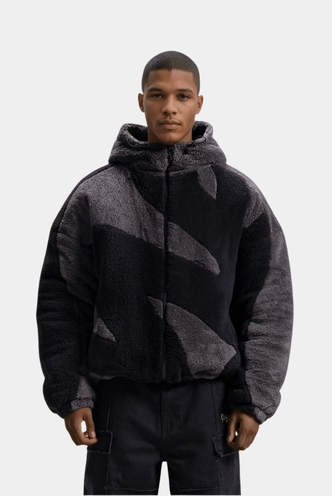 Men's Sherpa Hooded Jacket | Two Tone | Full Zip | 4 Colours