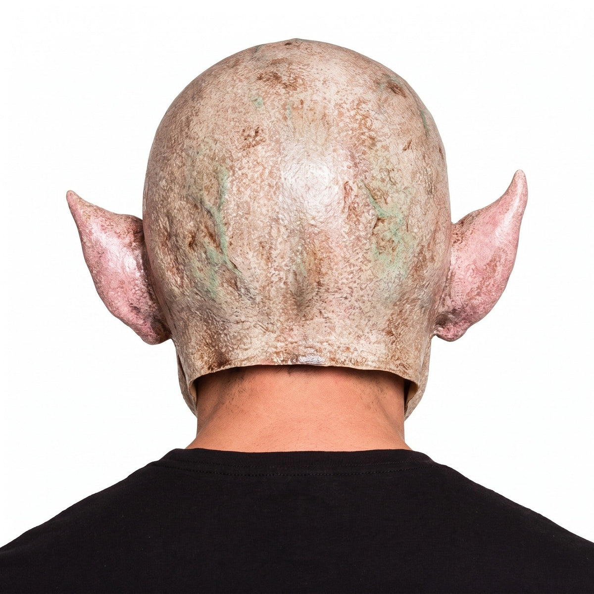 Beige textured mask with pointed ears worn by person, back view | Chaps London