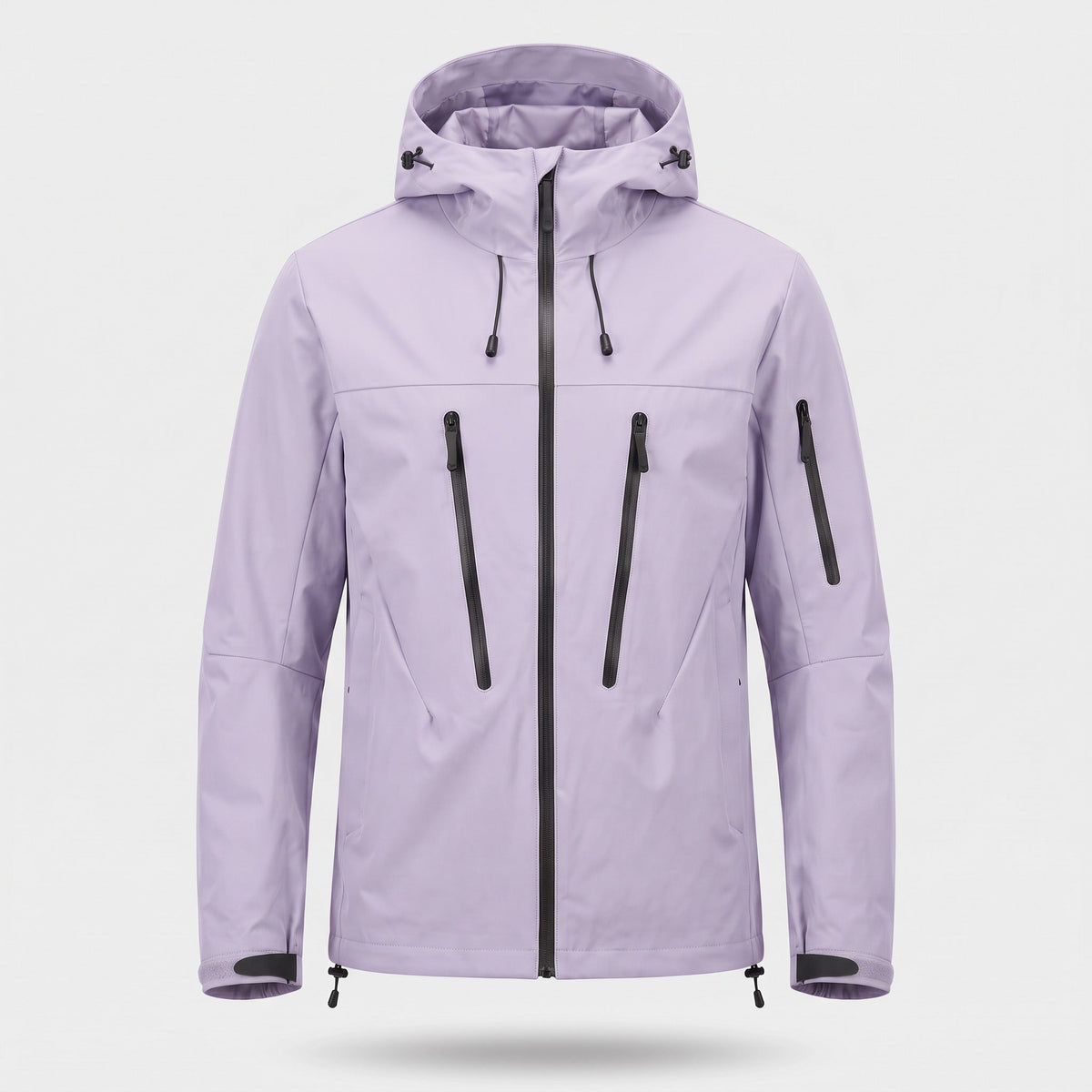 Lavender hooded rain jacket with zip pockets, shown on invisible mannequin form | Chaps London