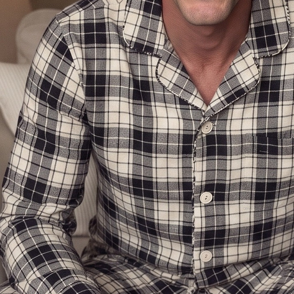 Men's Check Flannel Pyjamas | Button Front | 2 Colours
