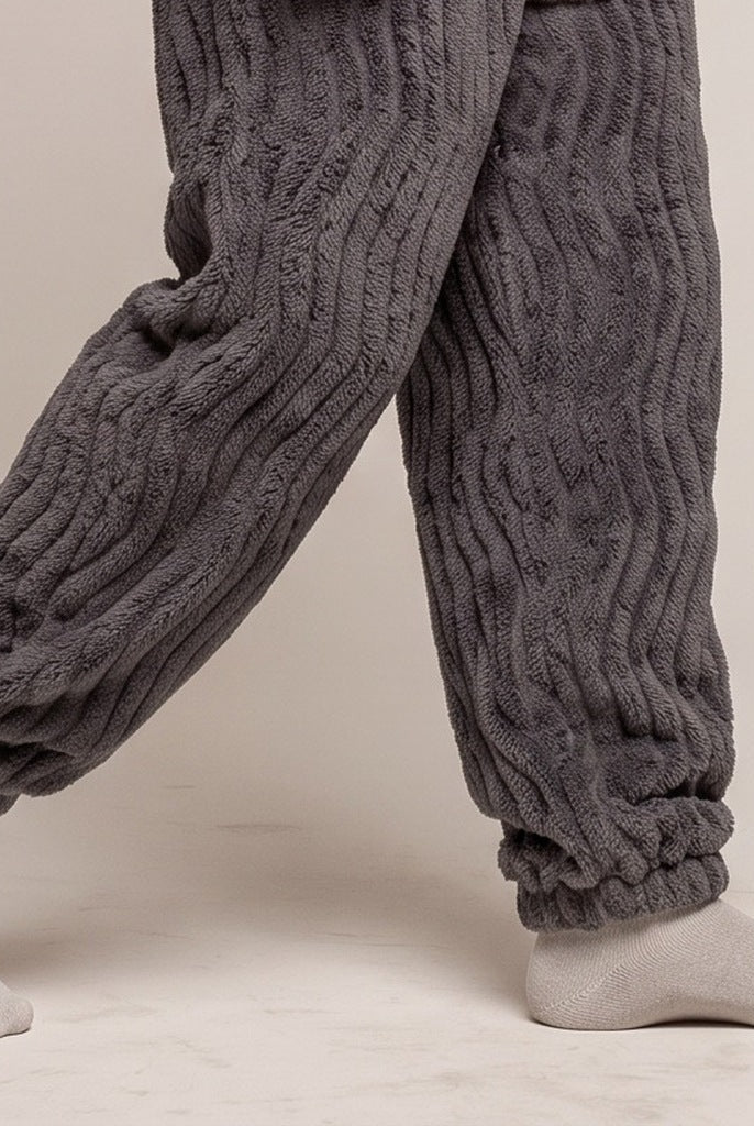 Men's Textured Fleece Pyjamas | Crew Neck Top | 2 Colours