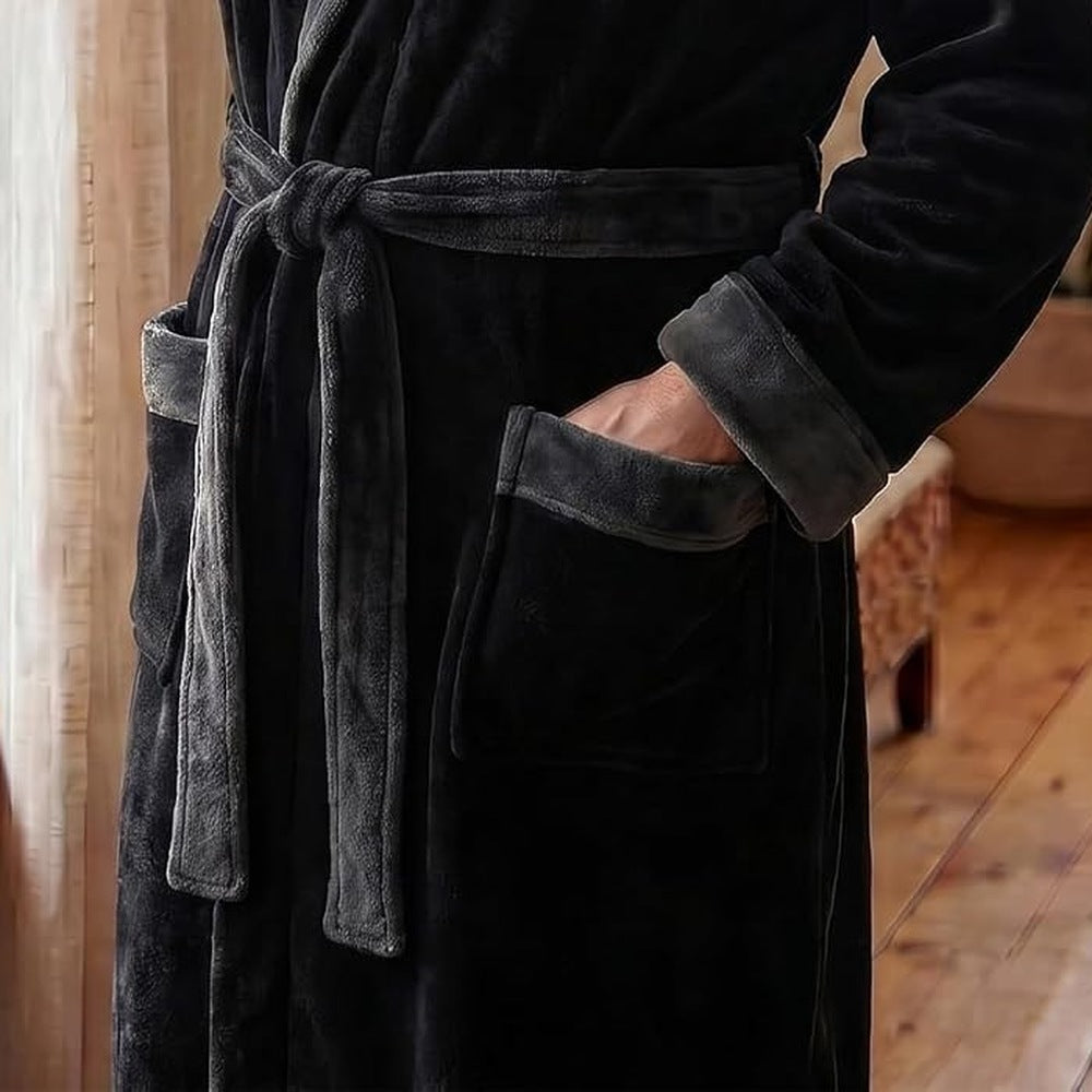 Men's Hooded Fleece Dressing Gown | Two Tone | 10 Colours