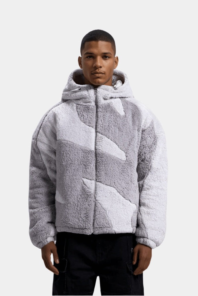 Men's Sherpa Hooded Jacket | Two Tone | Full Zip | 4 Colours
