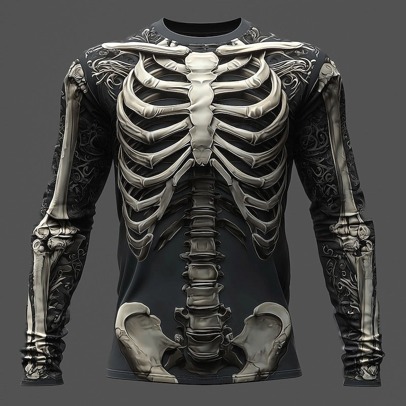 Long sleeve top with realistic skeleton rib cage print on mannequin | Chaps London