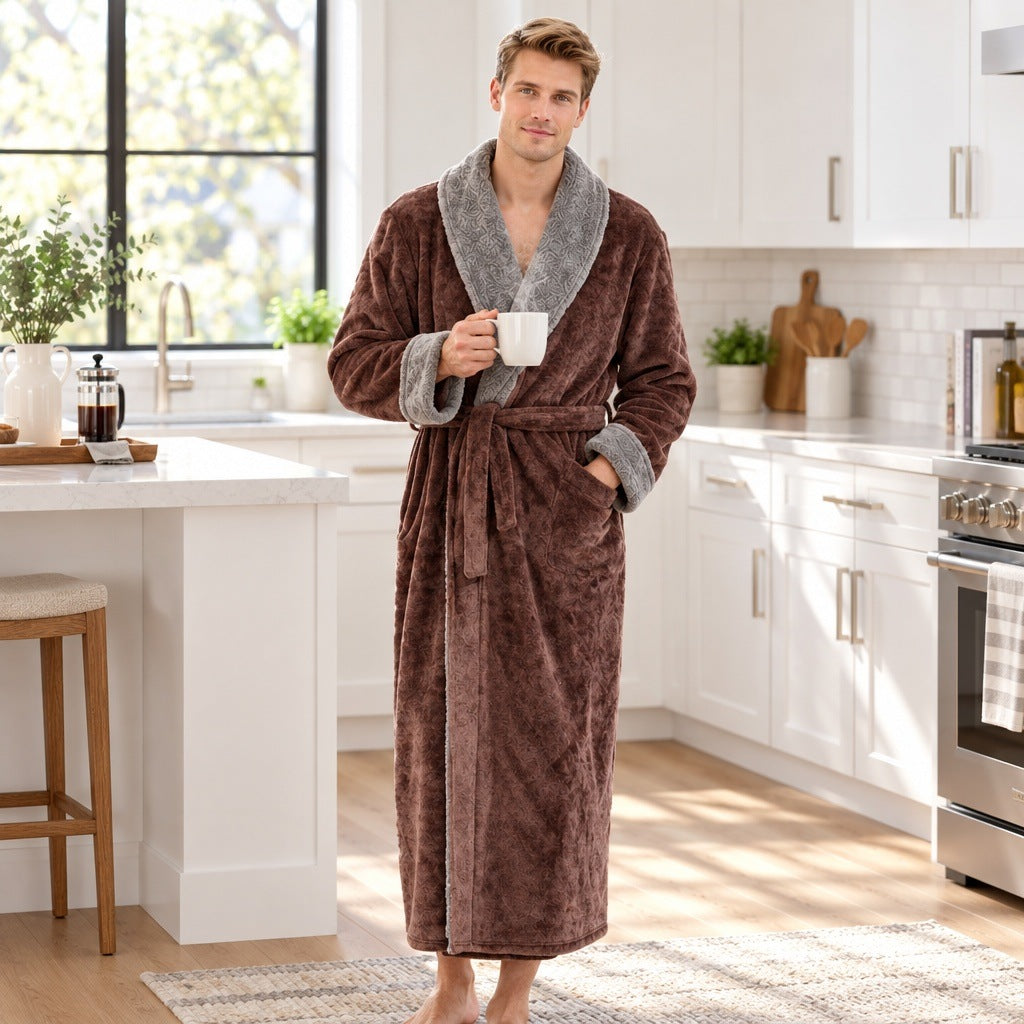 Men's Coral Fleece Dressing Gown | Shawl Collar | 3 Colours