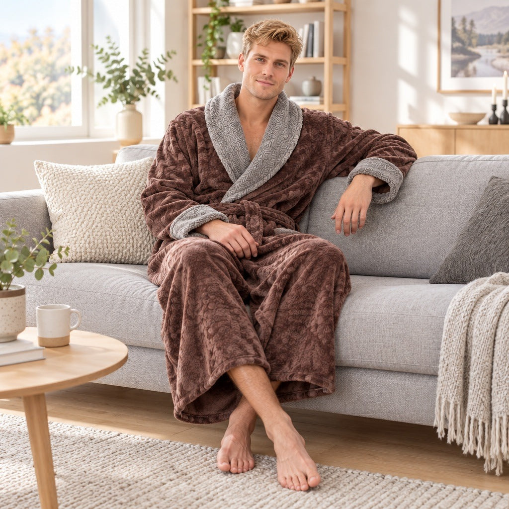 Men's Coral Fleece Dressing Gown | Shawl Collar | 3 Colours