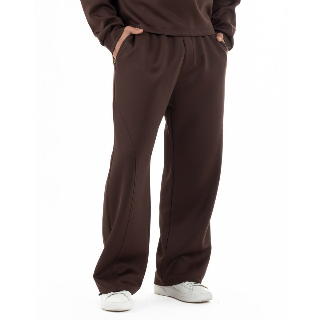 Men's Cropped Hoodie Set | Baggy Trousers | Brown