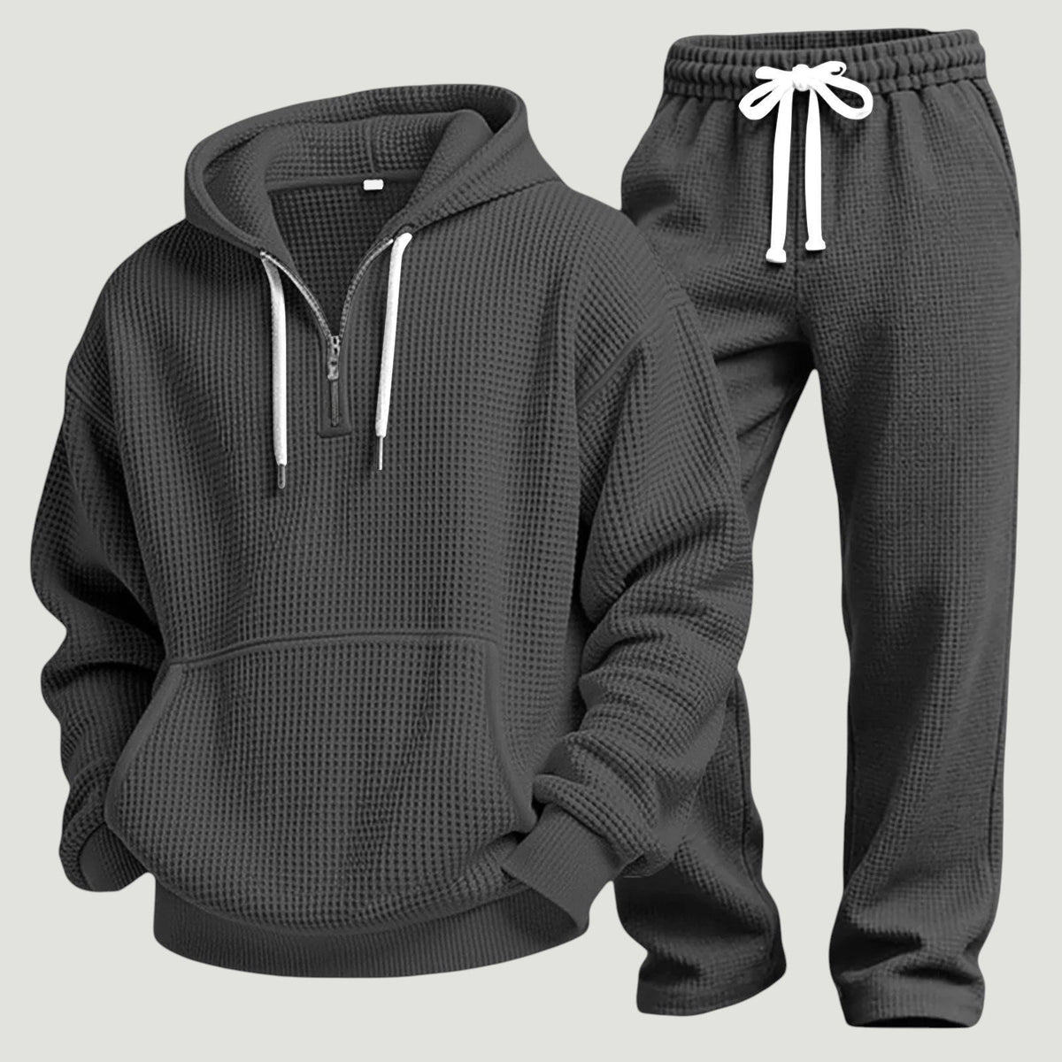 Men's Waffle Half Zip Tracksuit | Hoodie and Joggers | 6 Colours